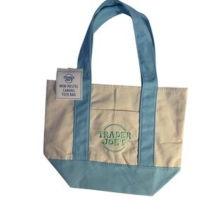 New arrival Trader Joe’s Mini Pastel Canvas Tote - pastel blue spring color